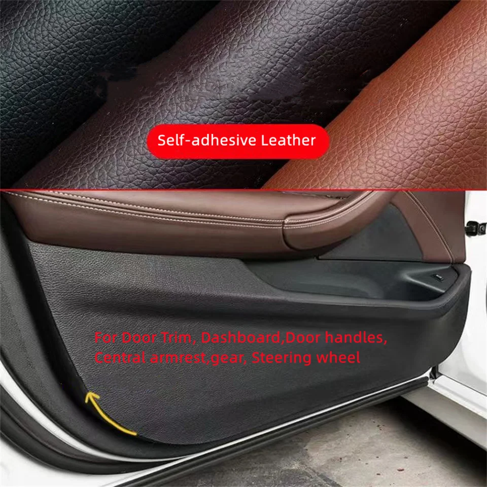 Self-adhesive Leather Fabric Car Interior Upholstery Door Trim Dashboard Celling Central Armrest Repair 19.6 * 47.2 Inch