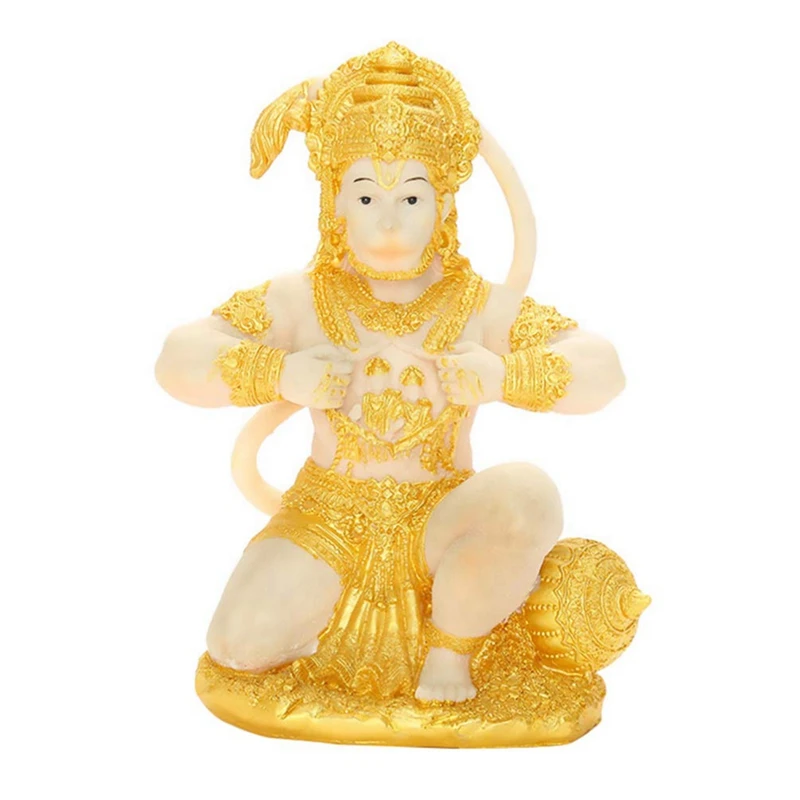 Gold Hanuman Statue Indian Lord Sculpture India Figurine Collection Idol Murti Pooja Sculpture For Decor Ornament