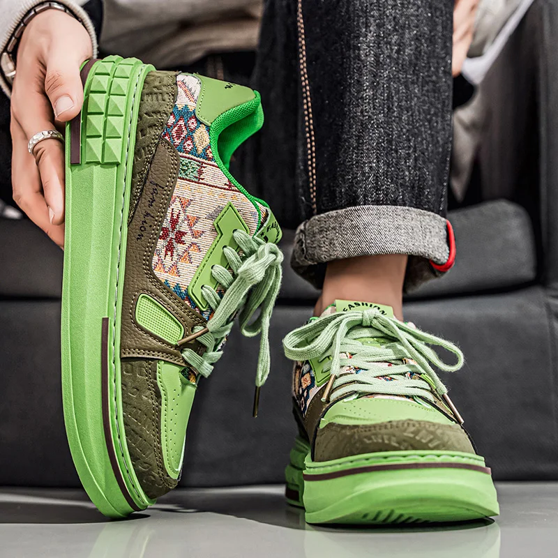 

Best-selling Men's Shoes All Four Seasons Thick-soled Trendy Lace-up Large-sized Height-increasing Color-blocking Shoes