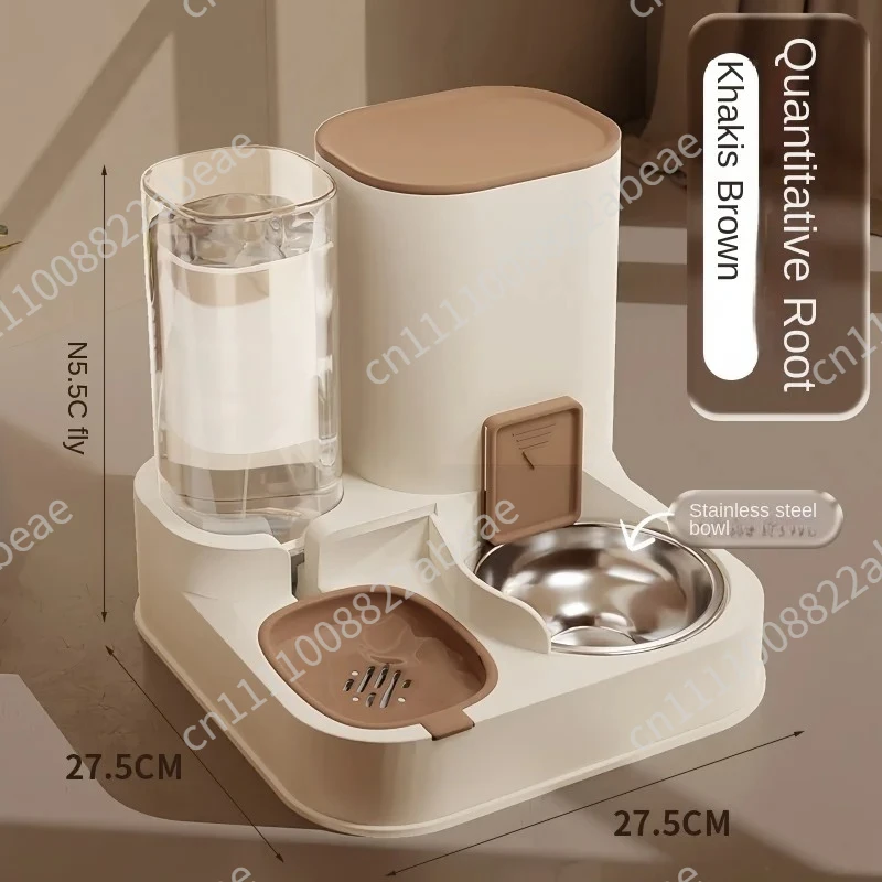 Automatic Cat Food Dispenser, Integrated Pet Water and Feeding Machine, Cat and Dog Feeder, Large Capacity, Removable Cleaning