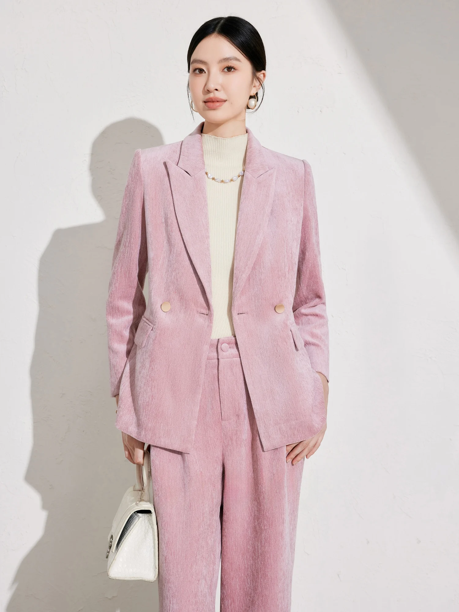 

Женский деловой костюм Ele Busin: розовые брюки, профессиональная рабочая одежда, осень-зима, новинка, высокое качество, модный дизайн