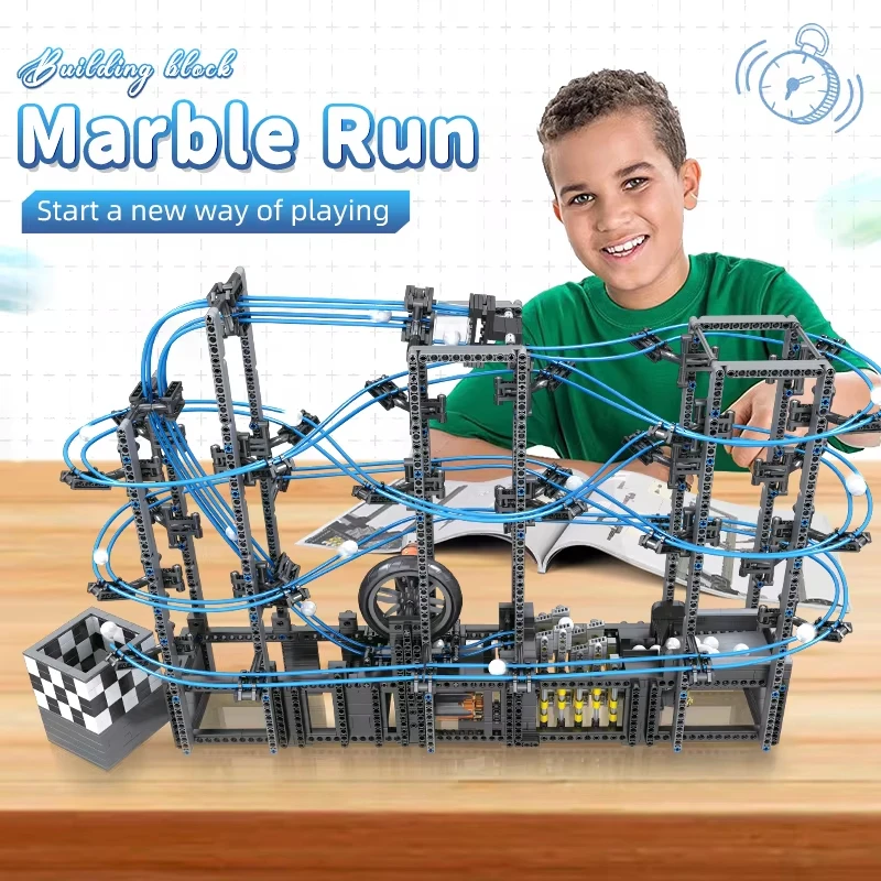 MOLD KING 26002 ทางเทคนิค Great Ball Contraption: Marble Run Building Blocks อิฐการศึกษาของเล่นของขวัญวันเกิดคริสต์มาสสําหรับเด็ก