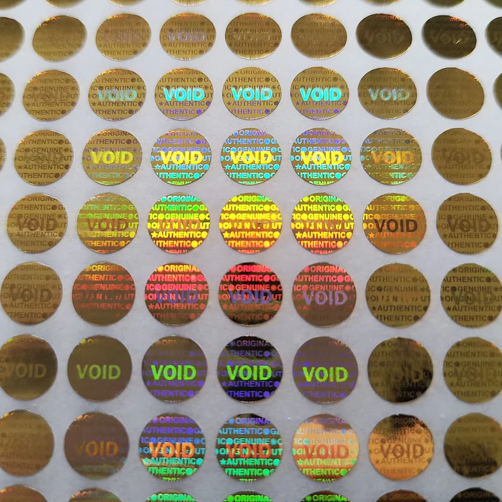 10000 stks 6mm Goud Kleur Hologram Garantie Leegte Label Schroefgat Sticker Veiligheidszegel Honingraat Links Indien Verwijderd of Gevangen Met