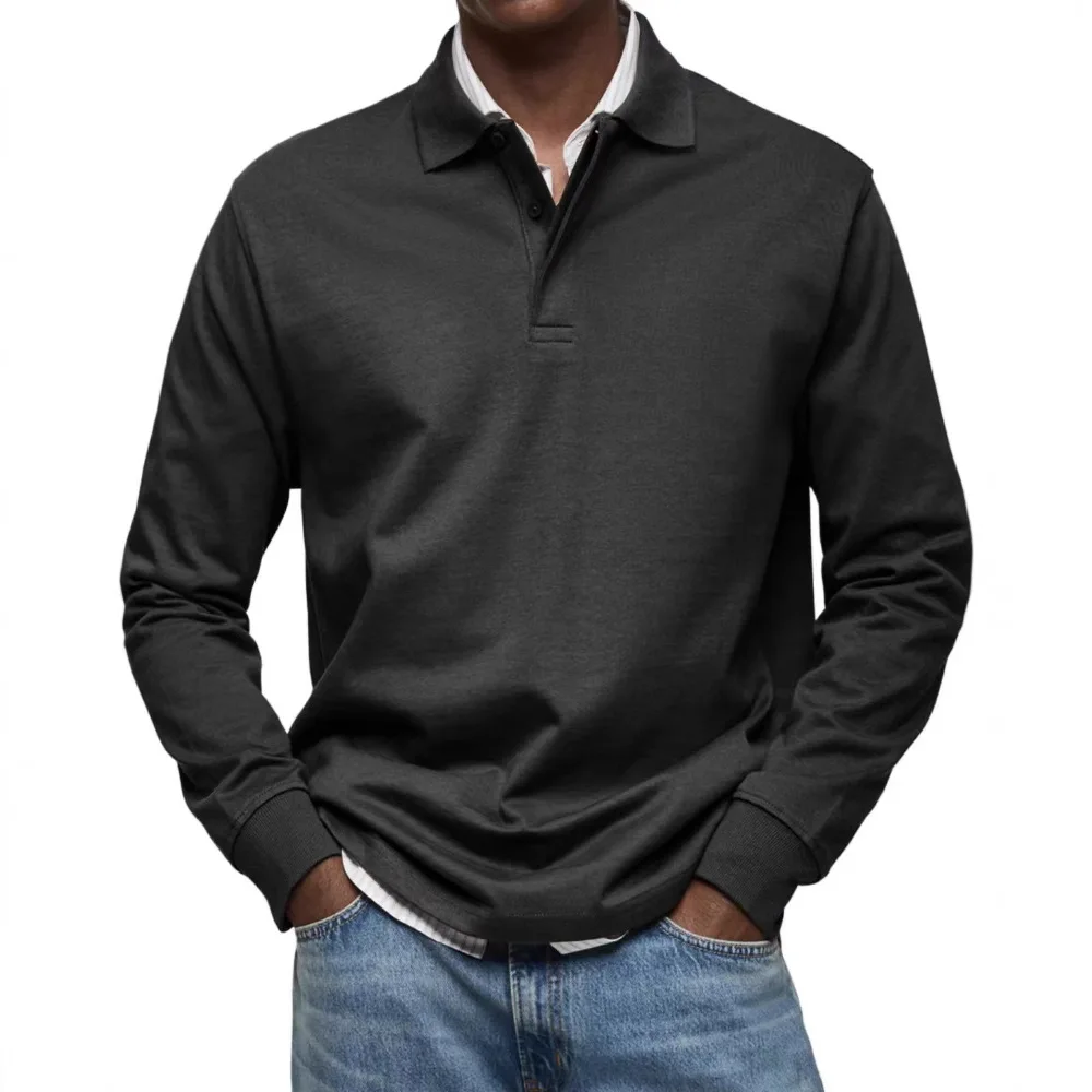 New Cross-Border European And American Amazon Independent Station Men's Casual Versatile Long Sleeve Button Turn-Down
