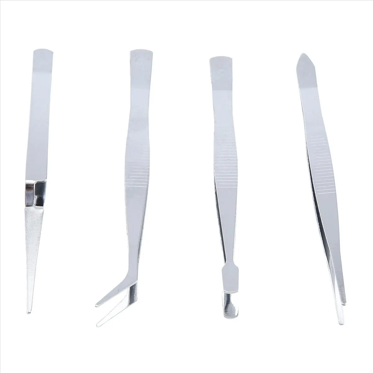 【2026 TOP Global】4Pcs/Set Tweezers Stainless Steel Thick Electronics Forceps Eyebrow Tweezers Anti-Skid Makeup Repair Multi Tool