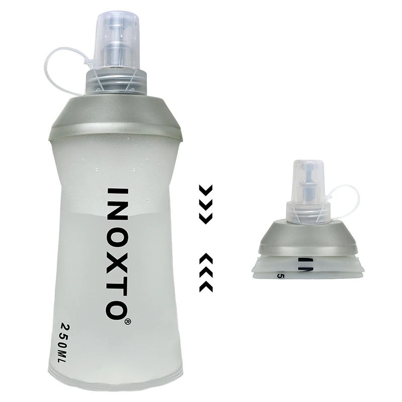 Flcopropriété d\'eau souple pliable en PEVA HI, sac de taille d\'hydratation de course, bouteille d\'eau de sport en plein air, 250ml, 500ml, 450ml