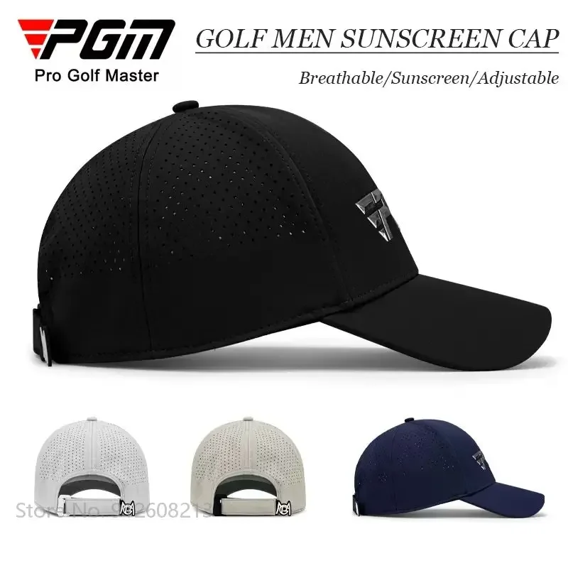 PGM Men Outdoor Anti-UV Golf Peaked Cap Sunscreen Sports Hat Male Adjustable Golf Caps Man Anti-sweat Breathable Sun Visor Hats