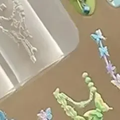 ネイルアートデコレーション　蝶結びビーズチェーンリボン　3Dシリコンモールド　DIYデザインシリコンネイルアートモールドテンプレート　ネイルチャーム用