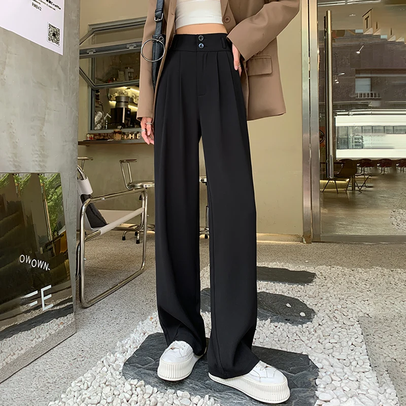 Women Wide Leg Suits Pants Y2K Traf High Waist Casual Trousers for Women Korean Fashion Streetwear Baggy Sweatpants PELEDRESS