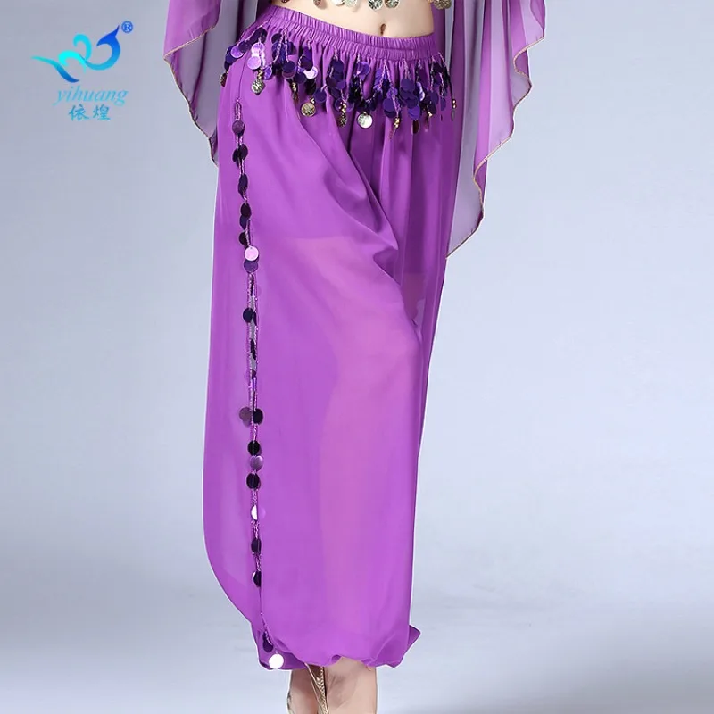 Belly Dance Pants Split Wide Leg Pants Dance Pants Sequined Pants Dance Performance Clothing Exotic Dancewear