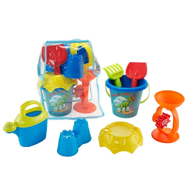 7 pezzi/set multicolori disponibili con imballaggio in PVC set di giocattoli da spiaggia strumenti per dragare la sabbia giocattoli da esterno regali per bambini