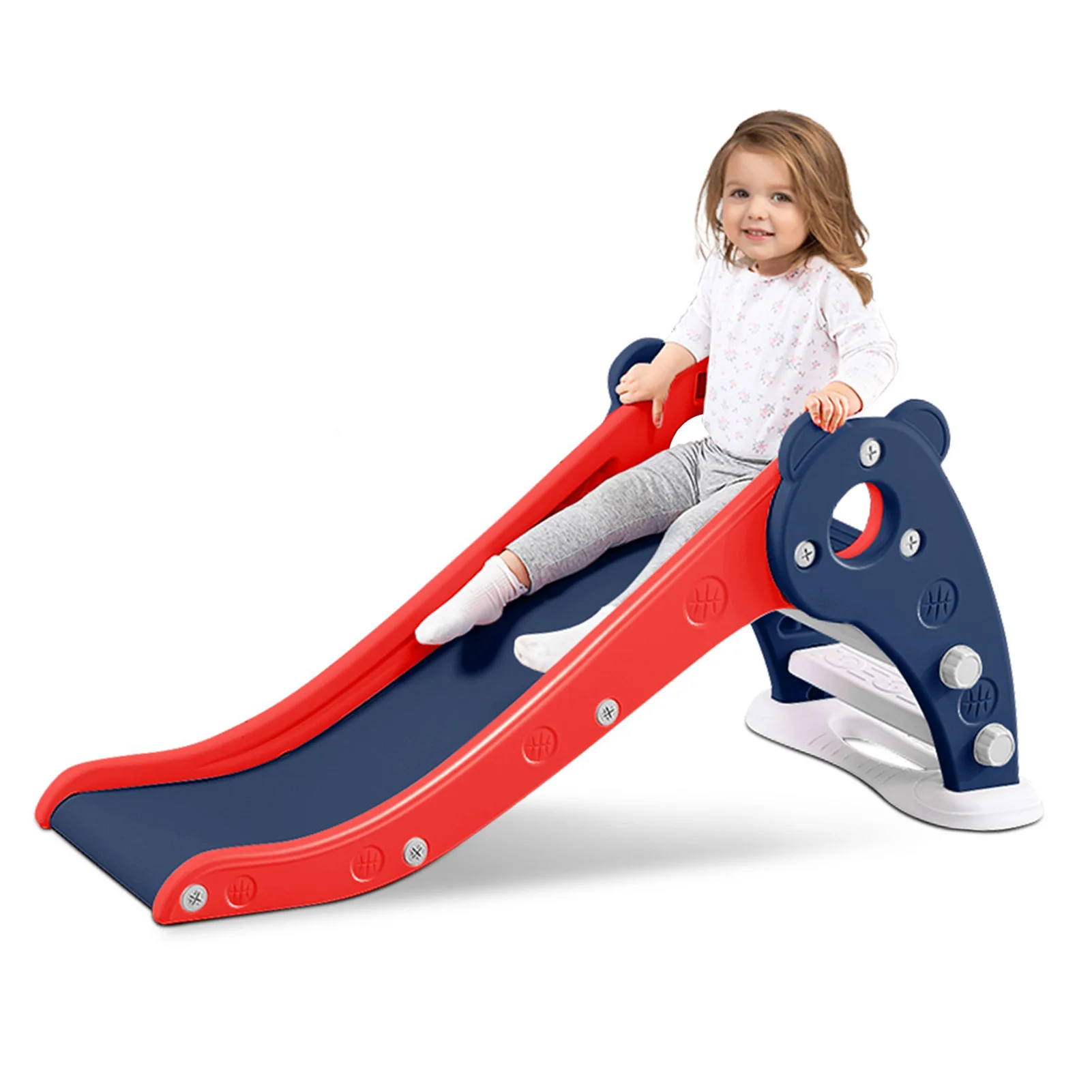 

Детская пластиковая горка в помещении с рисунком медведя, домашняя и уличная детская горка со стабильным основанием для дома и сада