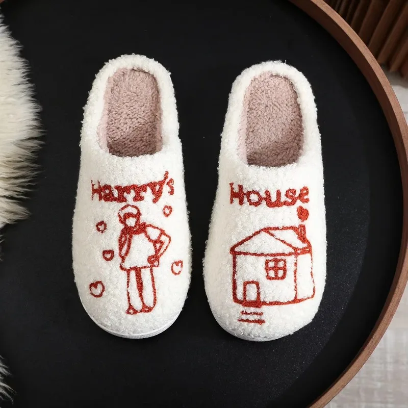 Warm and Comfortable Winter Cotton Slippers Harry’s House Cotton Slippers Thick-soled Plush Slippers Women Shoes