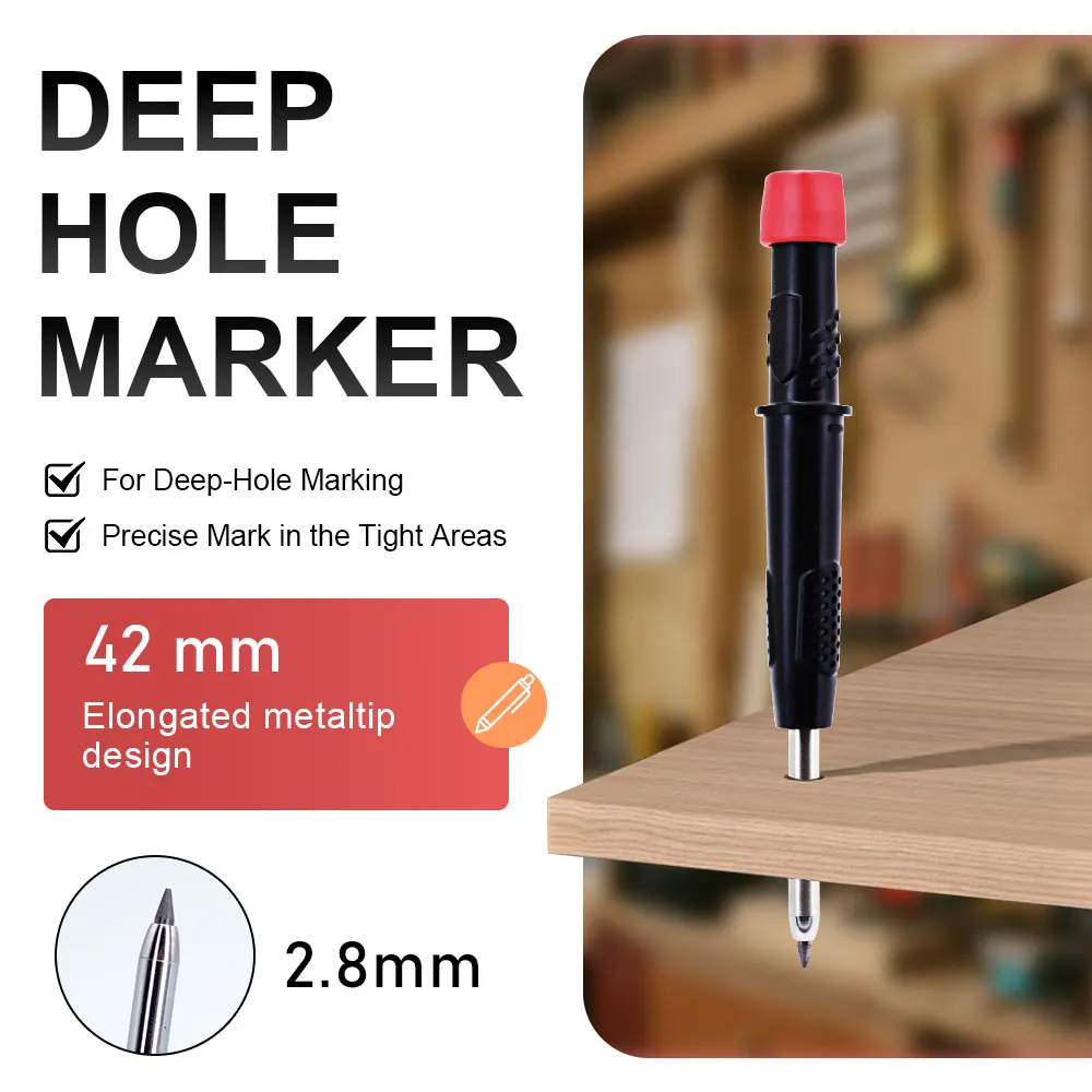 2.8mm Professional Carpenter Pencil Card Set Deep Hole Marking Tool Pen Built In Pencil Sharpener,for Carpenters Engineering view 4