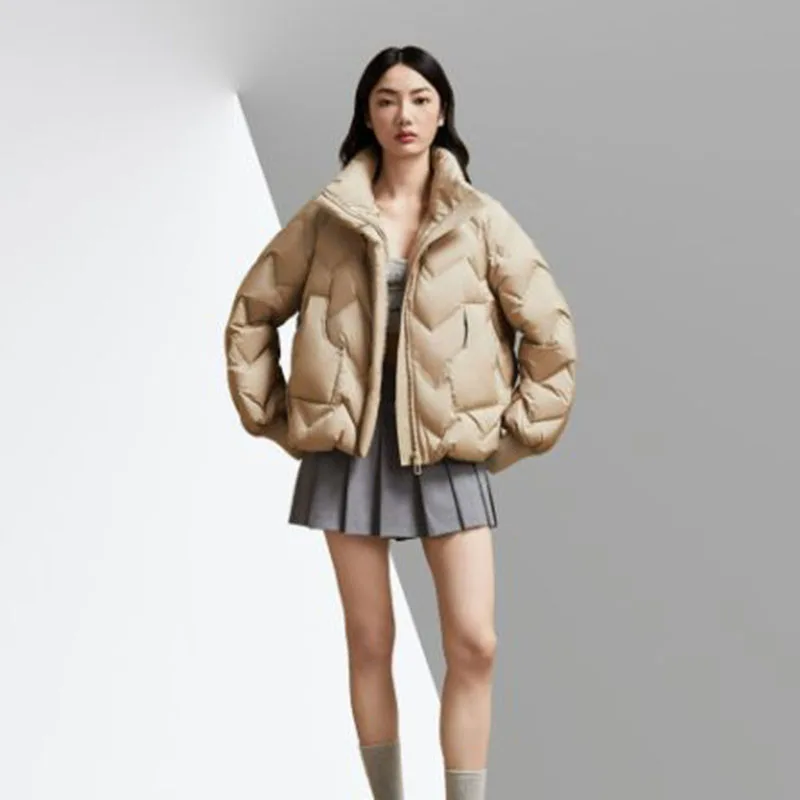 Chaqueta de plumón de pato blanco cálido para mujer, chaqueta de plumón corta de alta calidad para ocio, versión coreana, H503, 2025