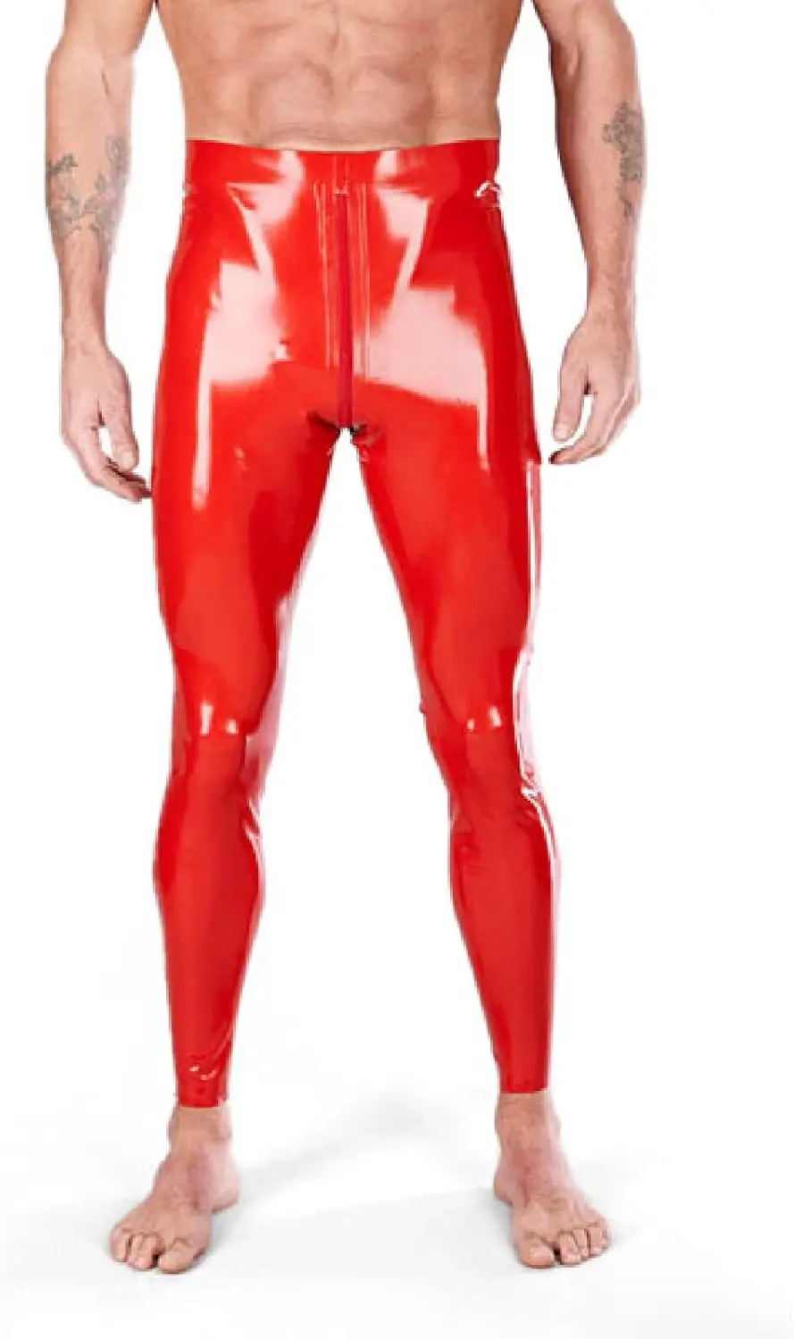 

Men's Latex Leggings with Crotch Zipper
