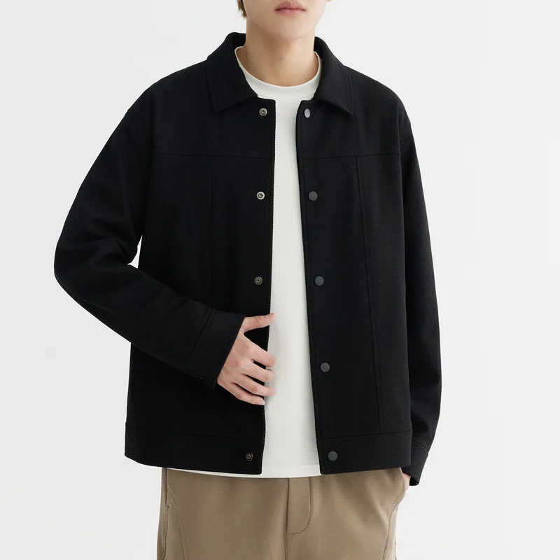 

Men Black Spring Autumn New Loose Short Casual Coat