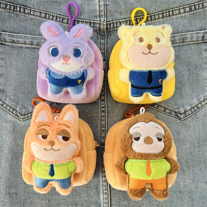 Zootopia-Mini billetera de felpa con llavero, mochila colgante, bolsa de almacenamiento pequeña, bolsa colgante portátil para mujeres y niñas, juguetes de regalo