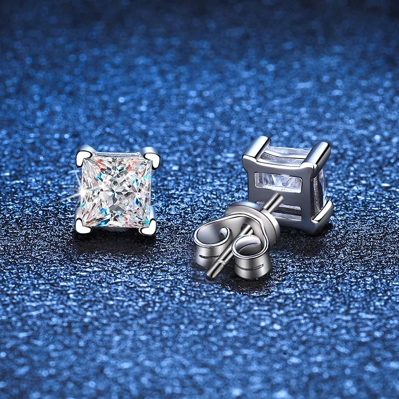 

Princess Cut Moissanite Diamond Stud Earings Passed Test 925 Silver D Color Moissanite Stud Earrings Jewelry for Women 2023