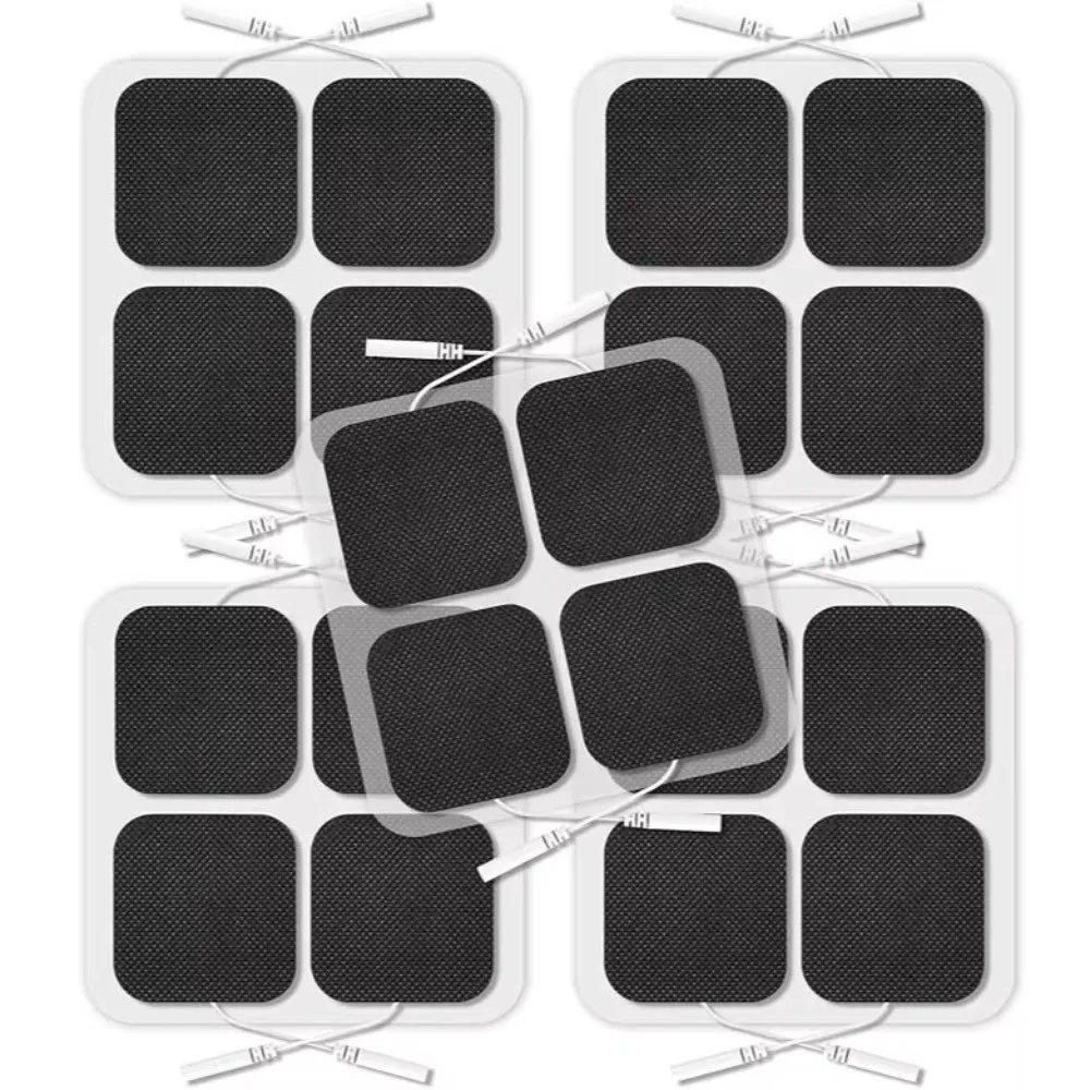 4 Pcs Pack 5x5cm Size TENS Unit Electrode Pads Self-Stick Adhesive Non-Woven Fabric Self Adhesive Electrodes Upgraded Self-Stick