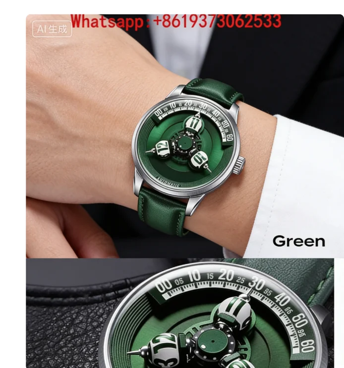 Unique spherical 3D star wheel personalized 8A men's mechanical watch with interchangeable straps