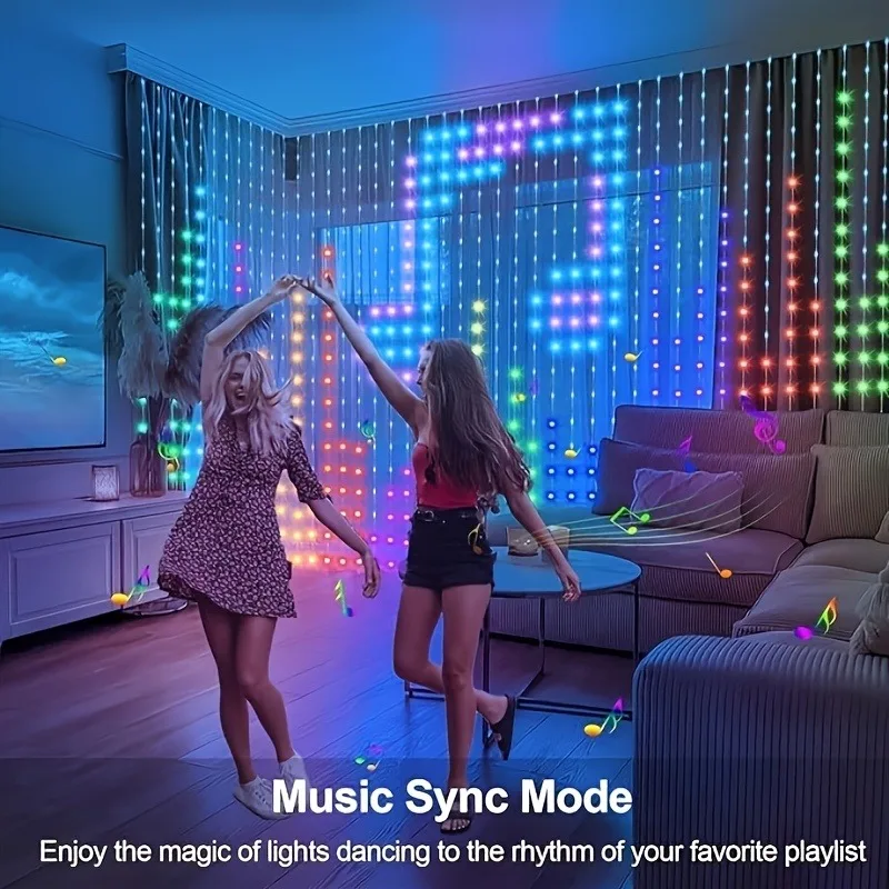 MIMIRGB Smart Curtain Lights 400LEDs Music Dynamic DIY Text Graffiti Displays String Lights Halloween Christmas Lighting Decor