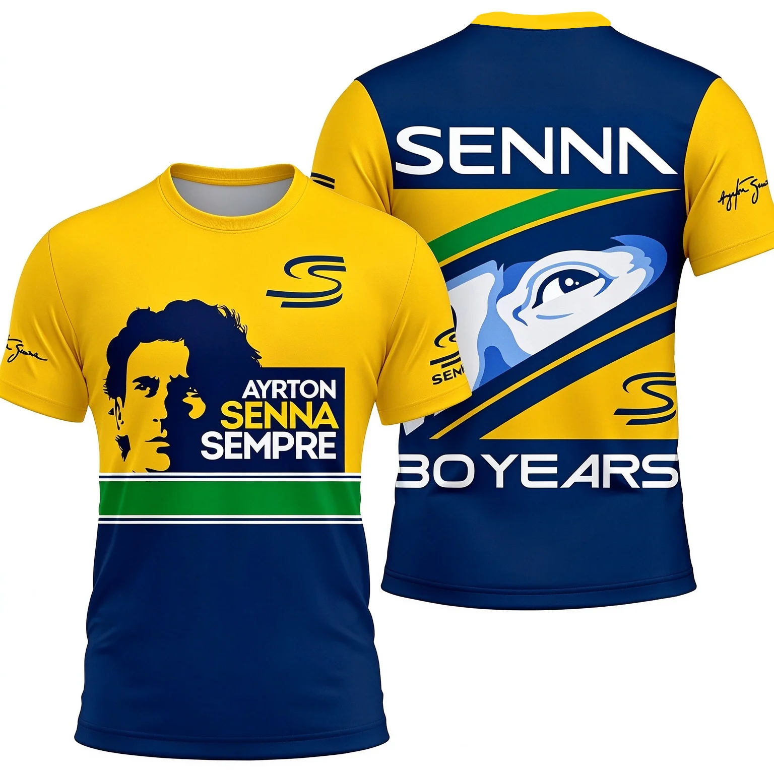 2026 Neues Ayrton Senna Nr. 12 Rennwagen 3D-Druck Sommer Sport Casual Atmungsaktives Kurzarm-Familien-T-Shirt für Herren und Damen – Detail 12