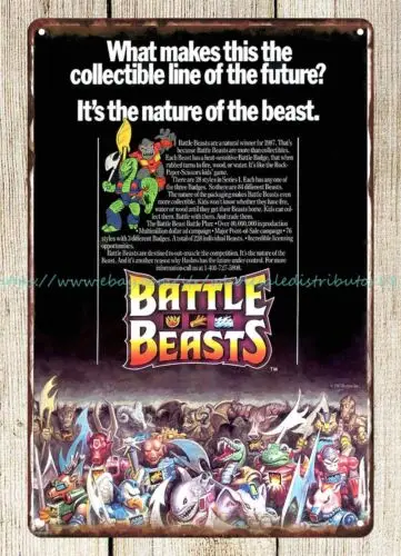 metal wall art  Battle Beasts 1987 metal tin sign