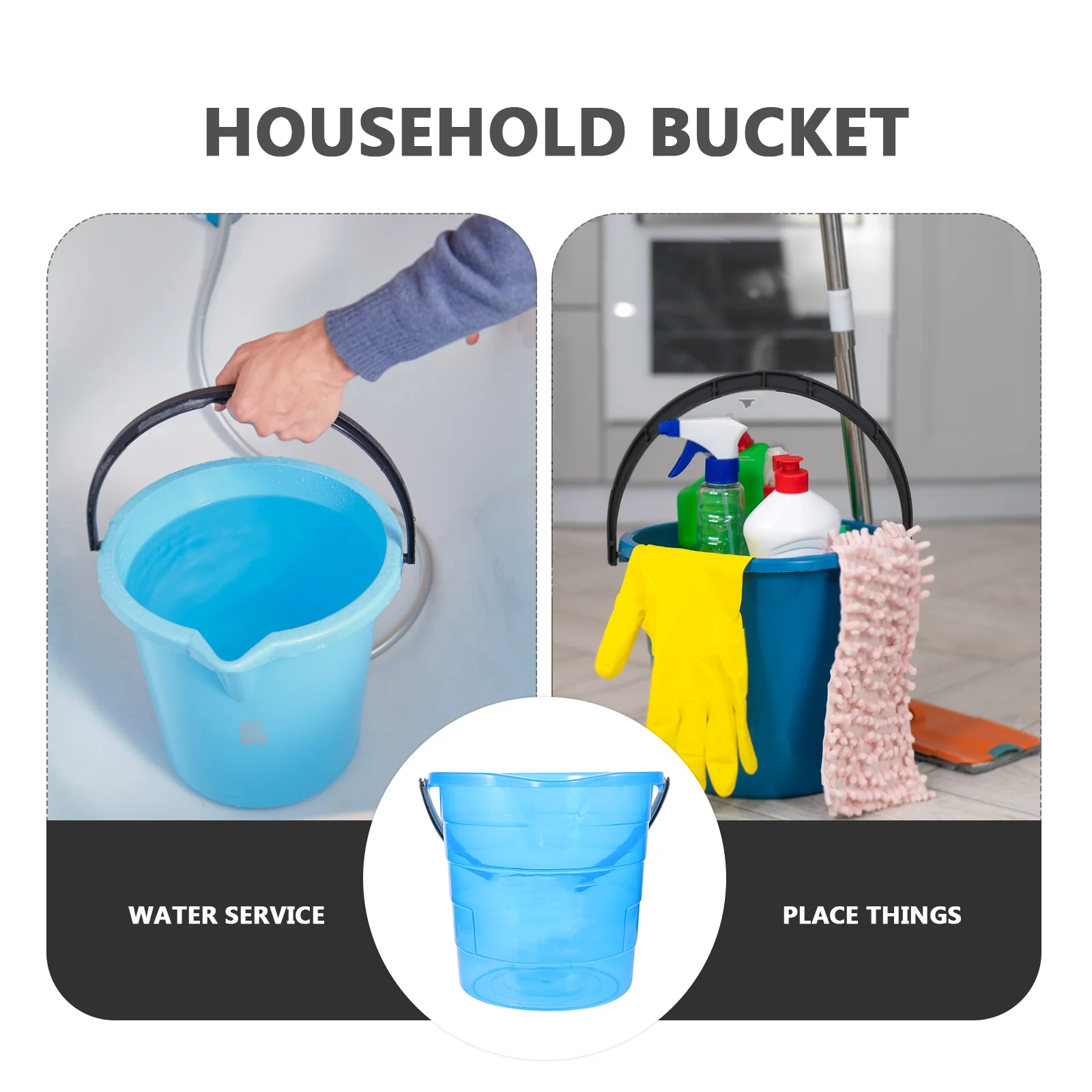 

Plastic Water Bucket Portable 12L Multipurpose Thickened Small Bucket with Handle for Home Dormitory Cleaning Fishing Paint