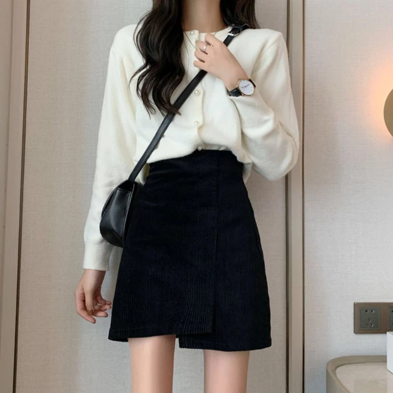 

Вельветовые мини-юбки женские винтажные изящные весенние нерегулярные дизайны с высокой талией универсальные модные милые Mujer уютные трапециевидные юбки для отдыха