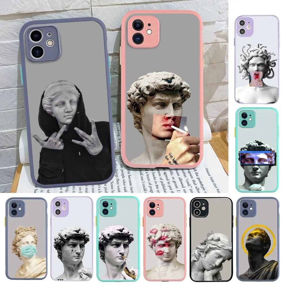 David Statue Art Mousepad for iPhone 14 11 12 13 Mini Pro Max 8 7 Plus X XR XS MAX Translucent Matte Cover