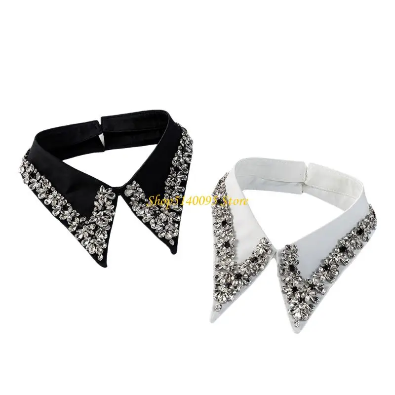 

DXAE Легкий декоративный воротник рубашки со стразами для женщин