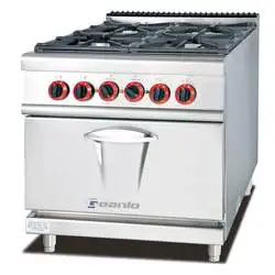 Geanlo Hot Sale Industrial Kitchen Equipment Restaurant 6 Burner Gas Cooker with Oven for Sale