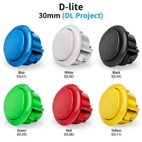 QANBA D-lite Arcade Botones Snap-In Juego de Arcade Palos Kit de bricolaje 30 mm 24 mm (en caja) 24 piezas