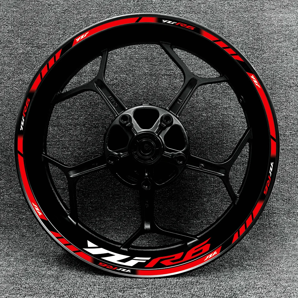 New For YAMAHA YZF R6 Motorcycle Logo 17 Inch Inner And Outer Wheel Hub Decal Decorative Rim Waterproof High Reflective Sticker