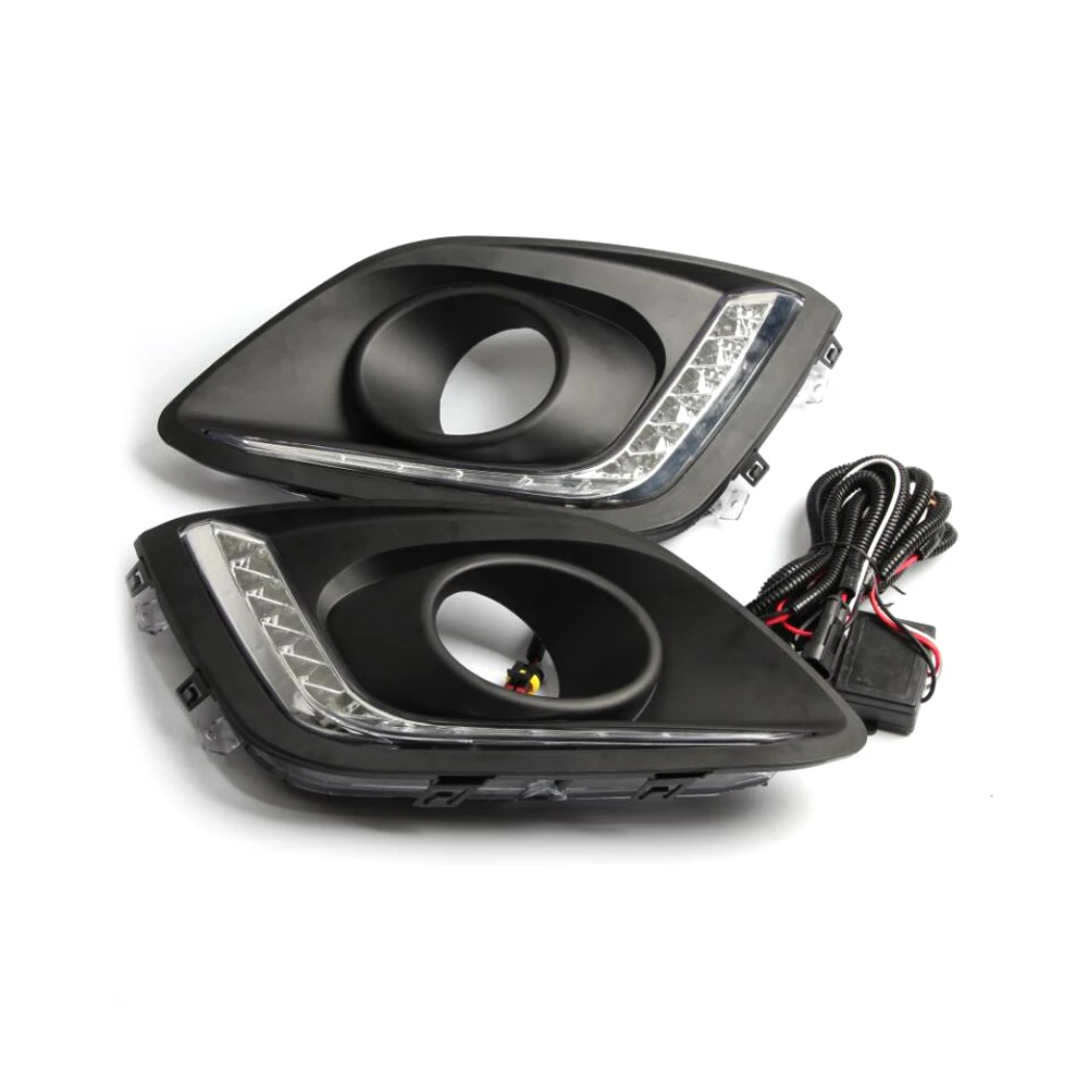 2 قطعة أضواء الجري النهاري LED DRL للسيارة لسوزوكي سويفت 2014-2016 - إشارة دوران صفراء + غطاء مصباح الضباب، سهل التركيب