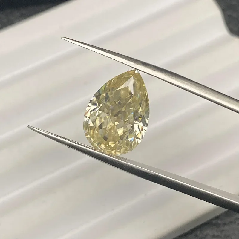 Rupostal-Pierre précieuse de moissanite formage jaune originale, belle, bijoux fins, exécutif avec certificat, réussite, testeur de diamant