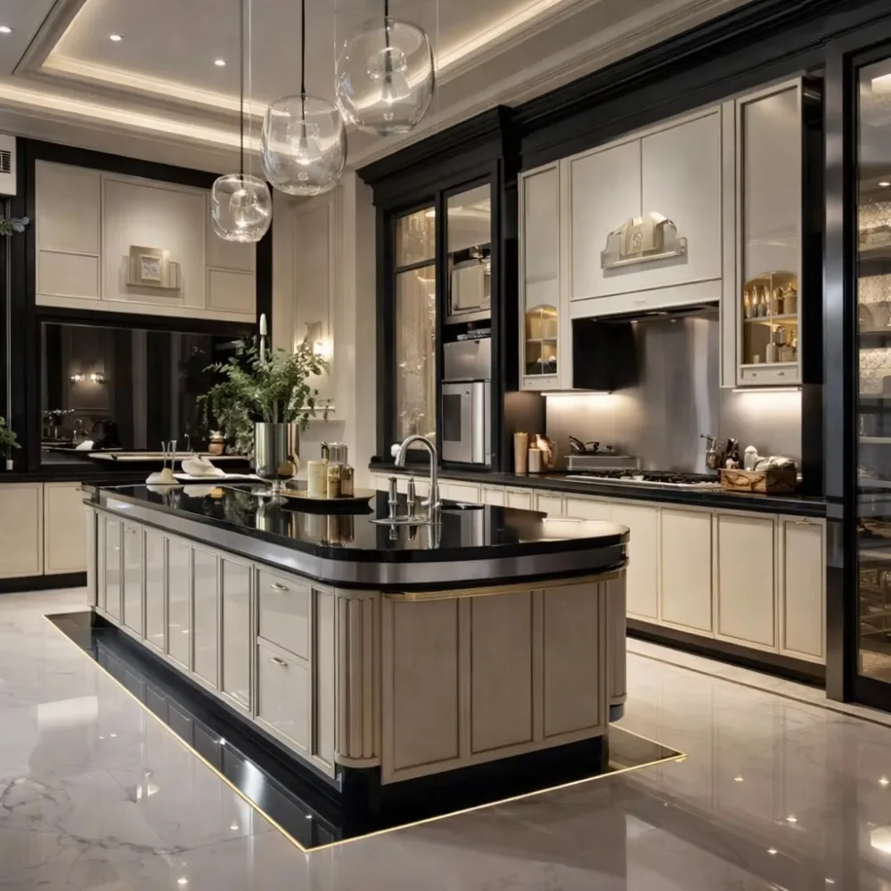 High-End  Cupboards Full Wood Custom Crafted Lacquer Finish Soft Close Modular System for Luxury European Villa