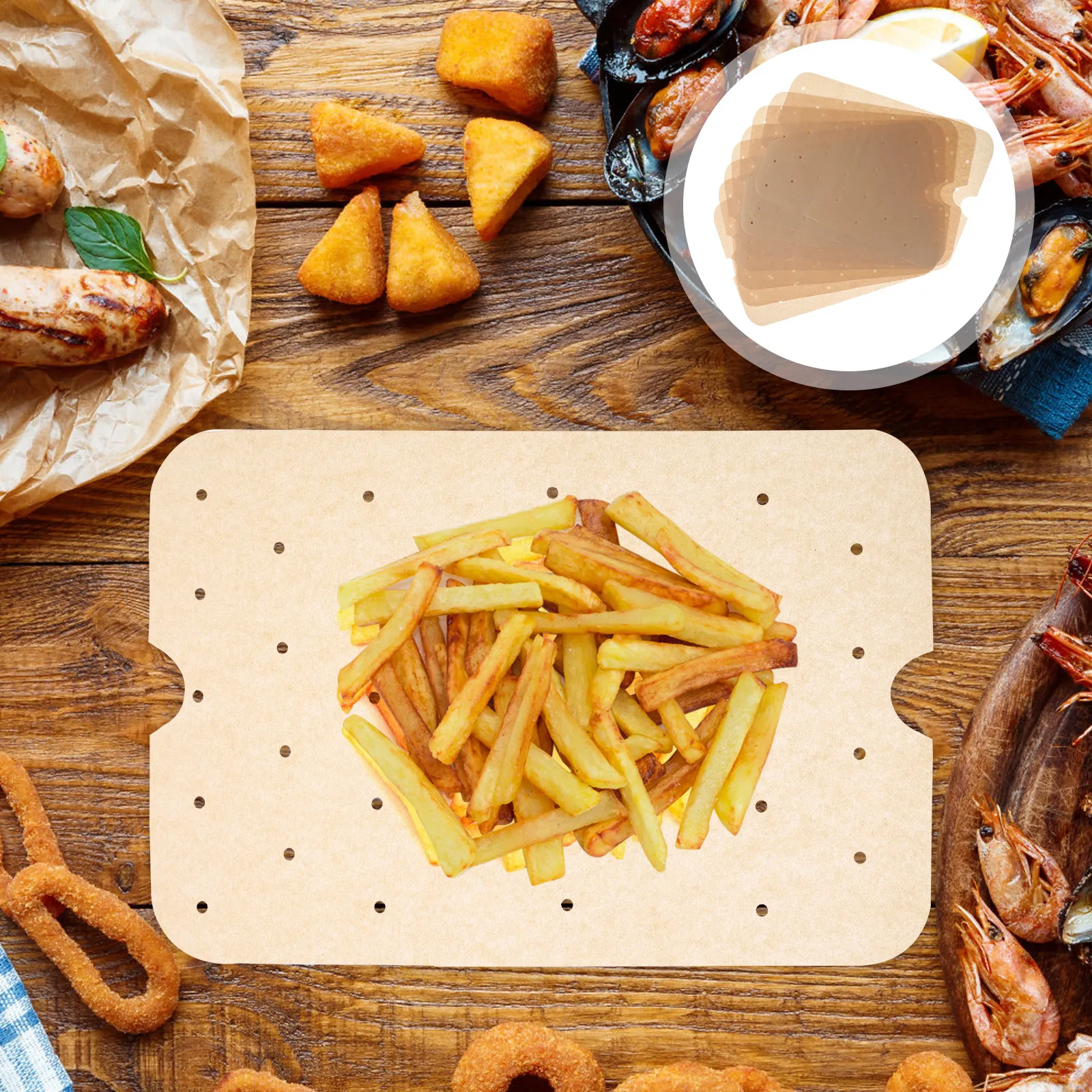 Air Fryer Parchment Paper Liners 100 Sheets Nonstick Oil Absorbing Heat Resistant Disposable Baking Mats