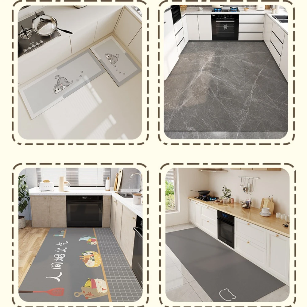 Ultra Premium Sturdy Non-Slip Diatomite Kitchen Floor Mat, Oil-Absorbent Washable Cuttable Rugs for Doorways, Anti-Grease