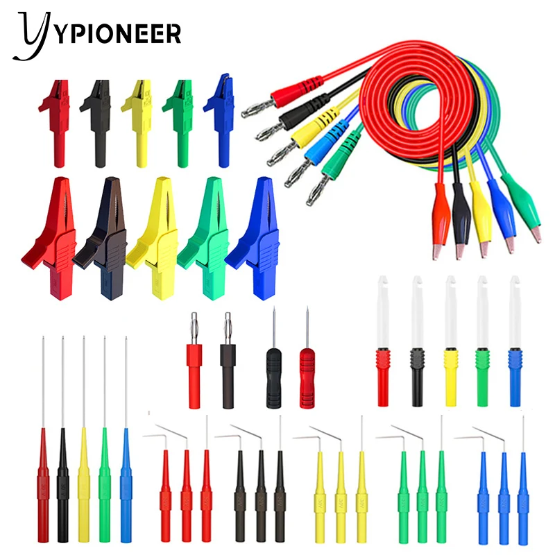 

YPioneer P1920D 44PCS Banana Plug To Alligator Clip Multimeter Test Lead Kit with Automotive Back Probe Puncture Set U-type Plug