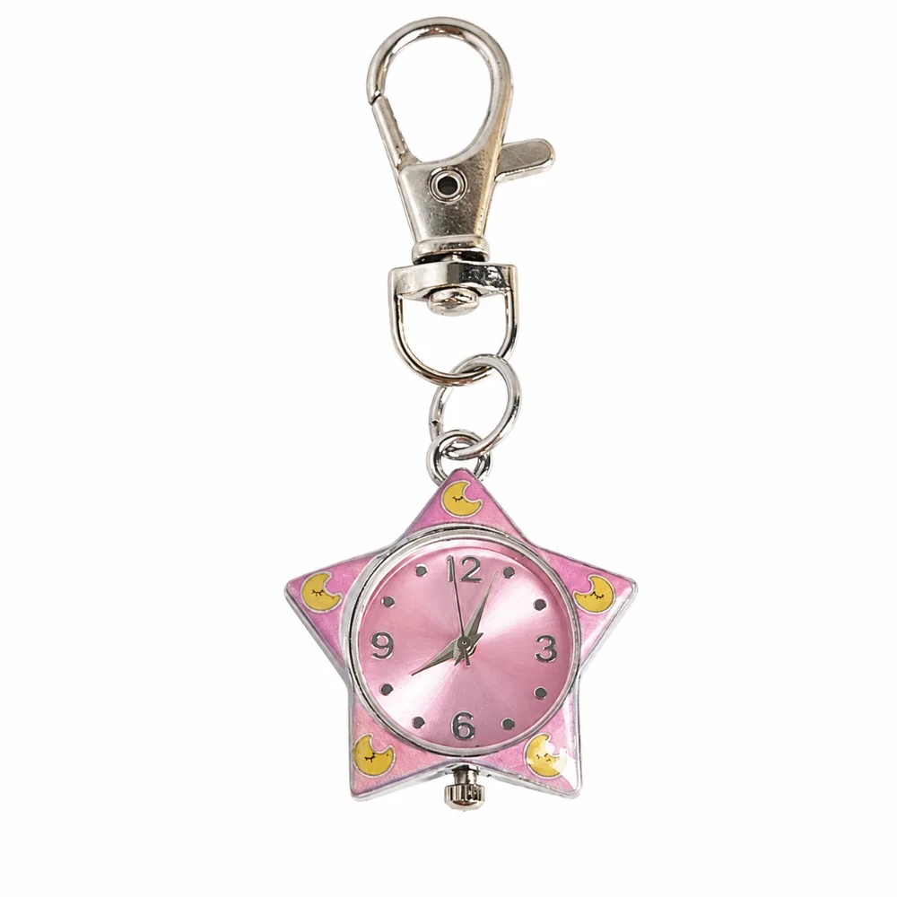 Durable Star Shaped Star Keychain Watch Pentagram Design Portable Pocket Watch Hanging Watch Gift