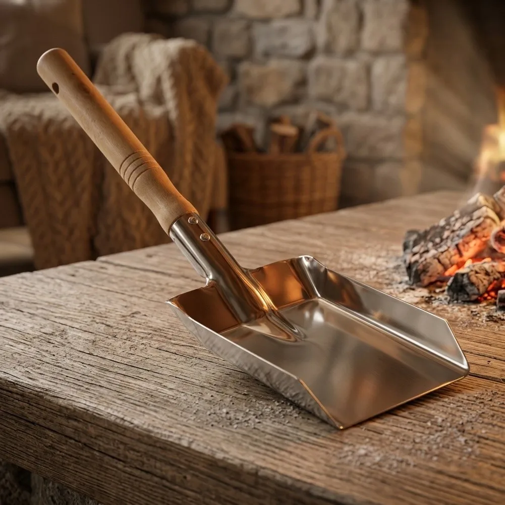 Fireplace Tool Set Ash Scoop Shovel With Wooden Handle For Wood Burning Stoves Outdoor BBQ Charcoal And Garden Debris