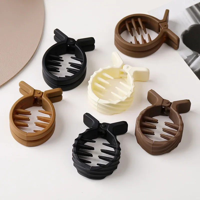 Round Hair Clip Grab High Ponytail Fixed Artifact Claw Hairpin Women Back Head Frosted Hairpin Anti-sagging Hair Style Claw Clip