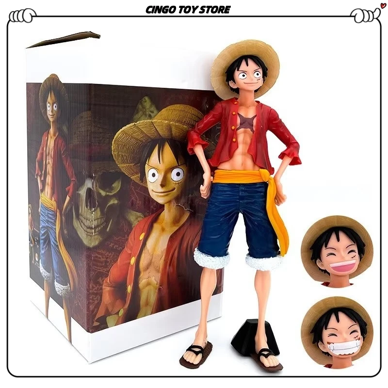 Animation One Piece Action Figure Smiley Luffy Statue Can Change Face Model Pvc Collection Desktop Decoration Toy Birthday Gifts