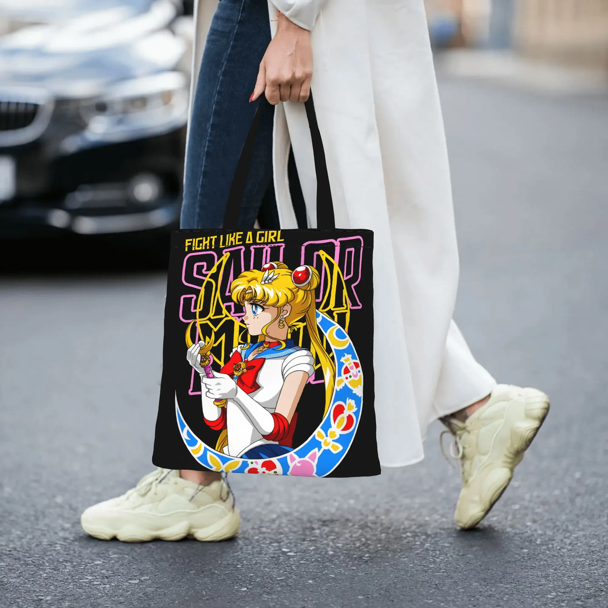 1PC Moon Princess Warrior Canvas Tote Bag Sailor Moon Canvas Tote Bag Perfect for Shopping Grocery Travel & Outdoor - view 4