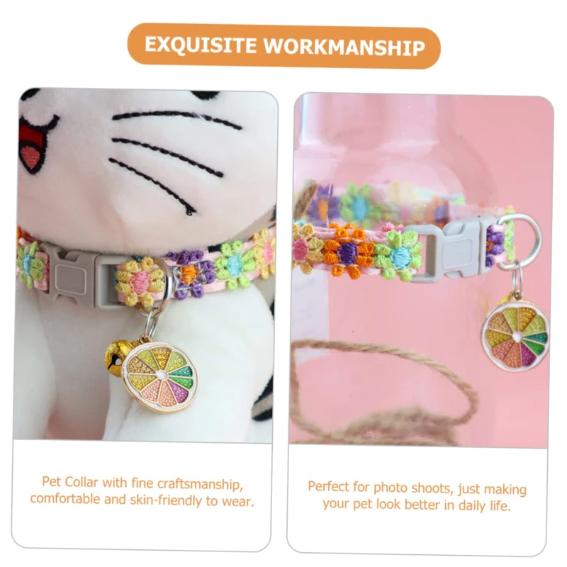 Collier pour animaux coloré avec clochette et empreintes pattes_voghion.com