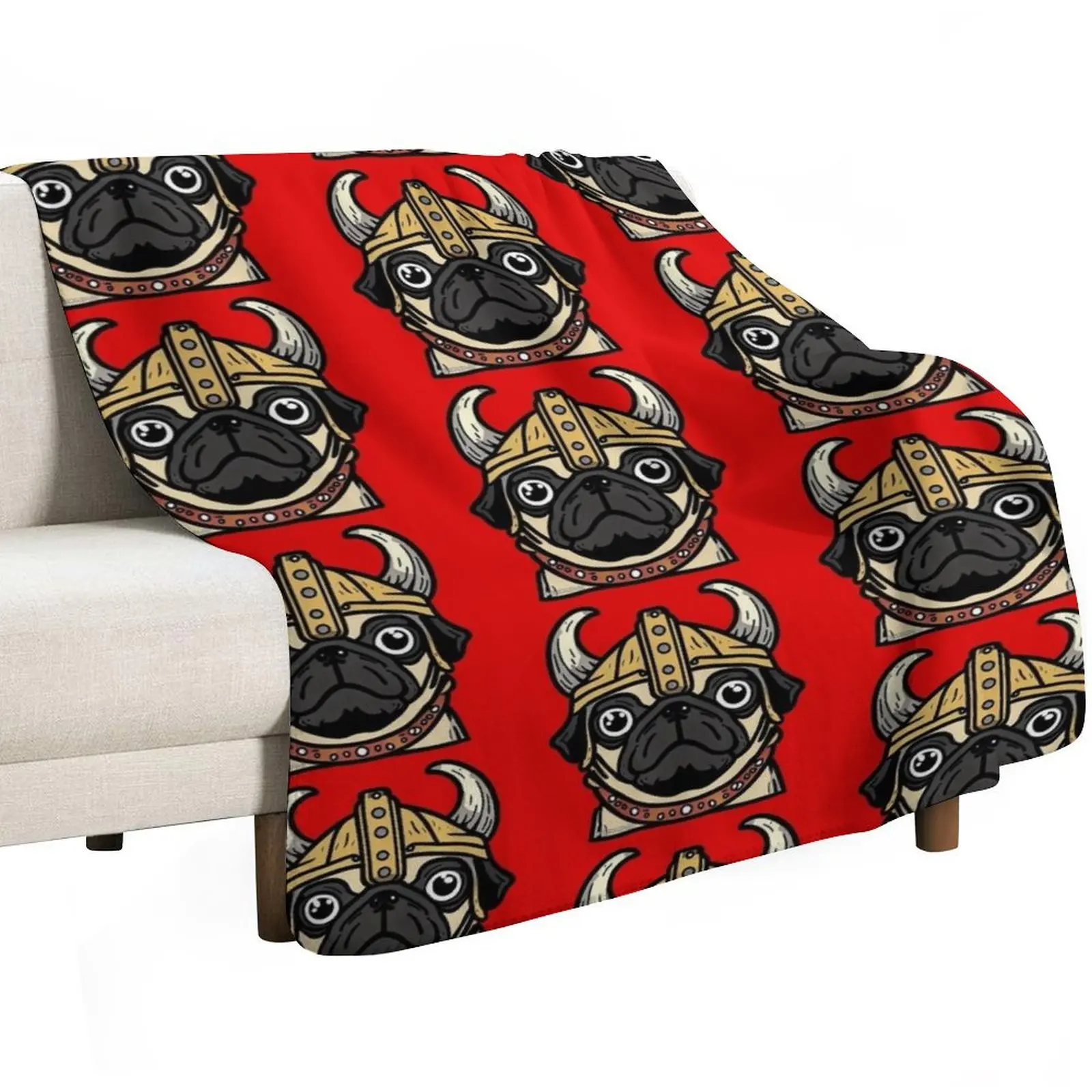 Viking Pug Throw Blanket Soft Blankets For Bed Hairys blankets ands Thermals For Travel Blankets
