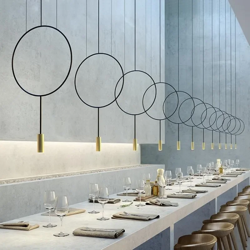 Imagem -05 - Nordic Hanging Circle Pendant Lamp Minimalista Line Light Designer Lamp For Home Cozinha Spot Light