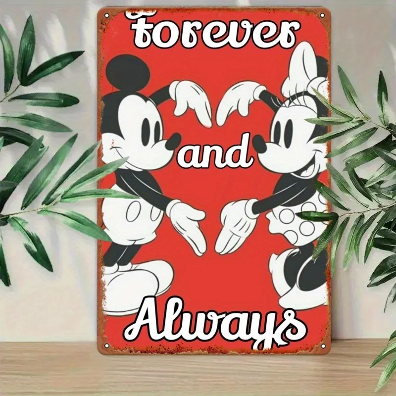 قطعة واحدة من صورة صفيح "ميكي ماوس وميني الحب الأبدي" - مثالية لغرفة المعيشة والمقهى والبار والدراسة، 30.48 × 2 #5